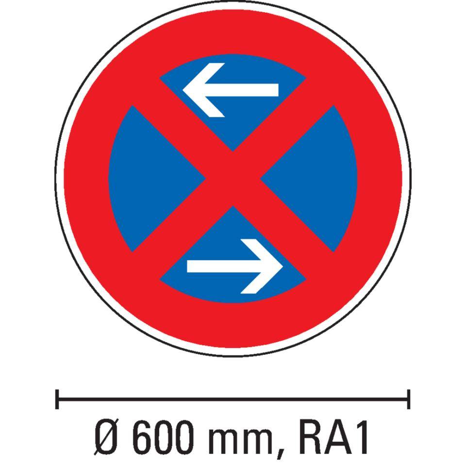 Verkehrszeichen Absolutes Haltverbot Mitte, Nr.283-30, Alu RA1, reflektierend, Ø 600mm, DIN 67520, nach StVO