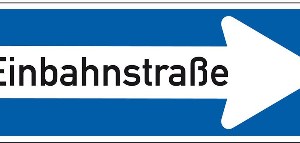 Verkehrszeichen Einbahnstraße, rechts, Nr.220-20, Aluminium RA1,reflektierend, 800x300mm, DIN 67520, nach StVO