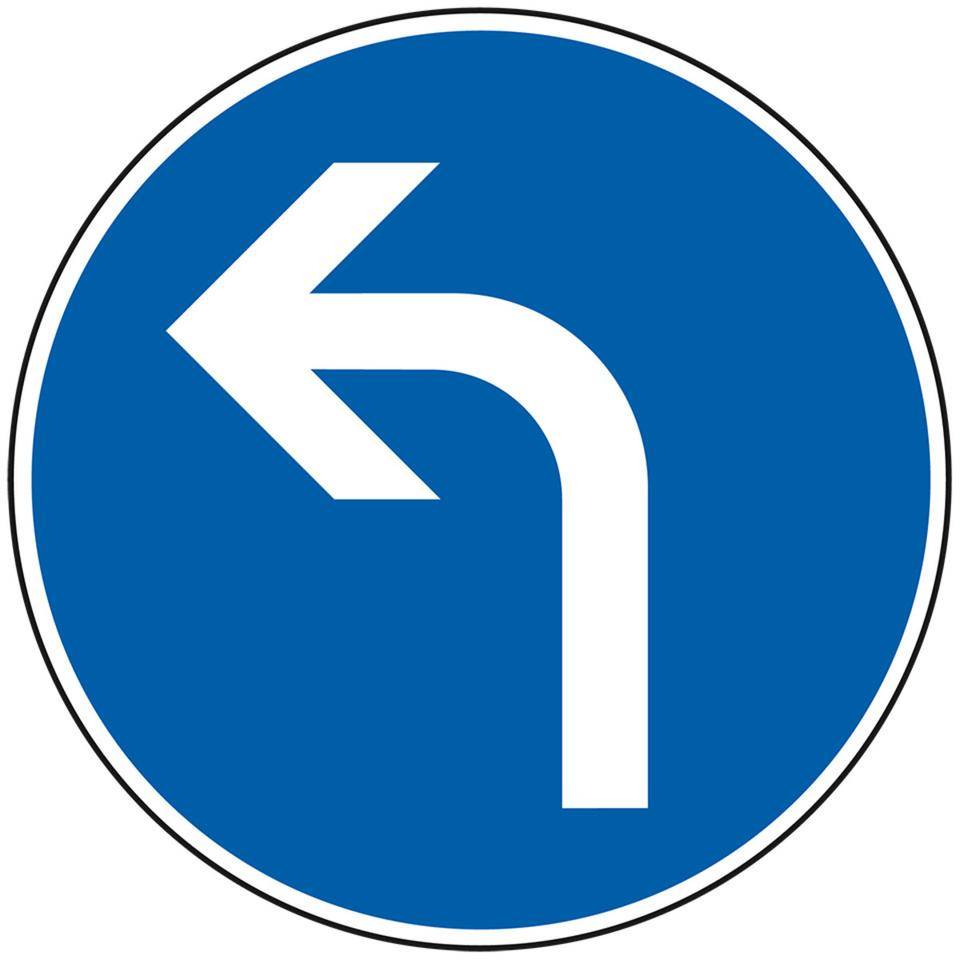 Verkehrszeichen Fahrtrichtung links, Nr.209-10, Aluminium RA2, reflektierend, Ø 600mm, DIN 67520, nach StVO