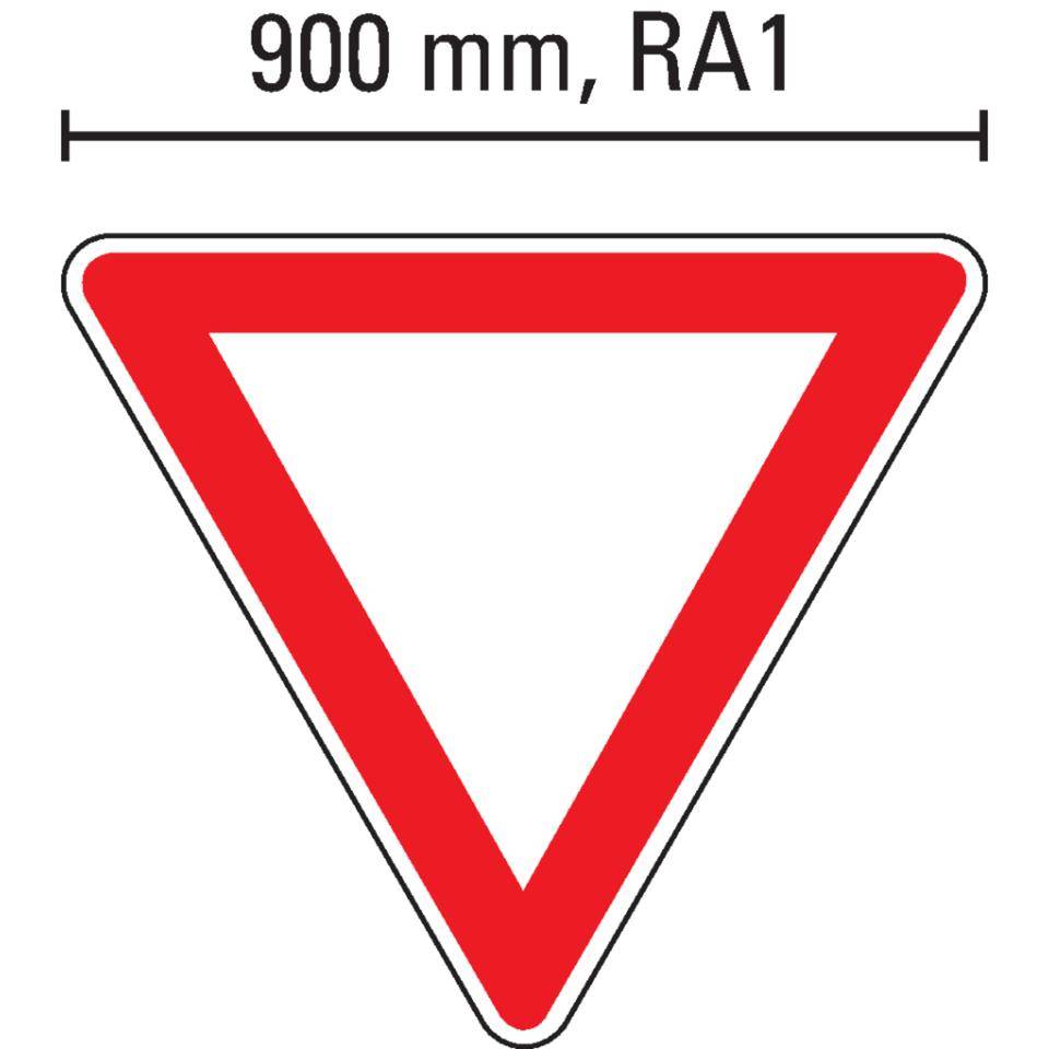 Verkehrszeichen Vorfahrt gewähren!, Nr.205, Aluminium RA1, reflektierend, SL 900mm, DIN 67520, nach StVO