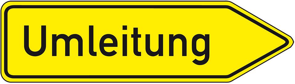 Verkehrszeichen Umleitungswegweiser rechtsweisend, Nr.454-20, Alu RA0, reflektierend, 1250x350mm, DIN 67520