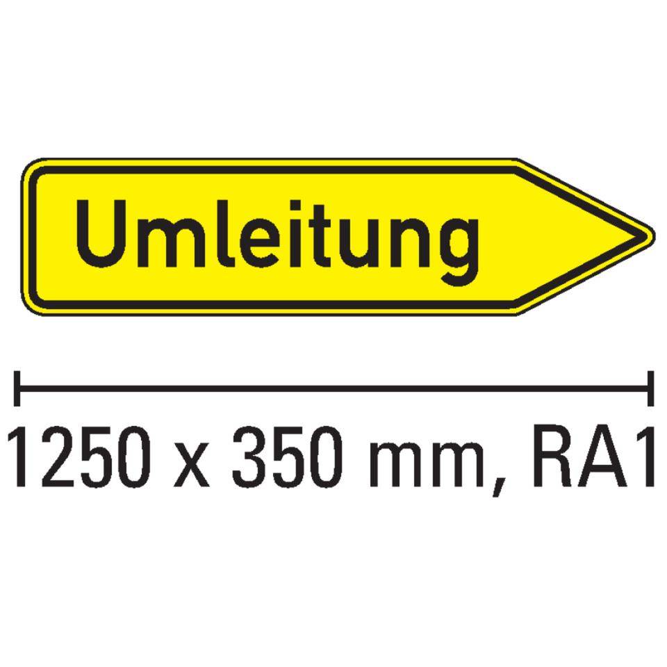 Verkehrszeichen Umleitungswegweiser rechtsweisend, Nr.454-20, Alu RA1, reflektierend, 1250x350mm, DIN 67520, nach StVO