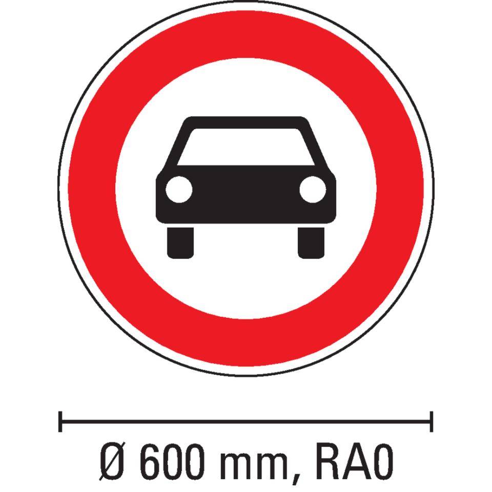 Verkehrszeichen Durchfahrt f. PKW verboten Nr.251, Aluminium RA0, reflektierend, Ø 600mm