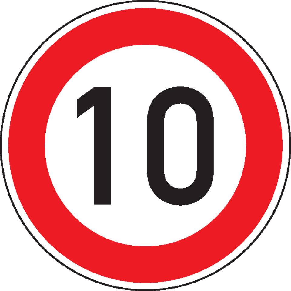 Verkehrszeichen Zulässige Höchstgeschwindigkeit 10, Nr.274-10, Aluminium RA0, reflektierend, Ø420mm