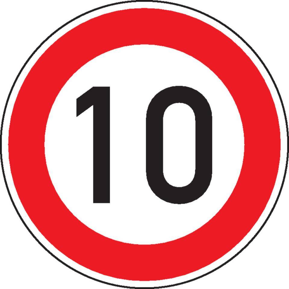 Verkehrszeichen Zulässige Höchstgeschwindigkeit 10, Nr.274-10, Aluminium RA2, reflektierend, Ø420mm