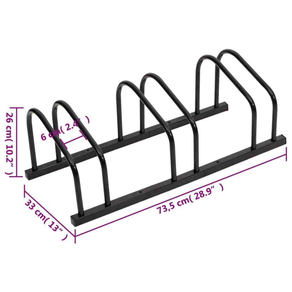 vidaXL Fahrradständer für 3 Fahrräder Schwarz Stahl