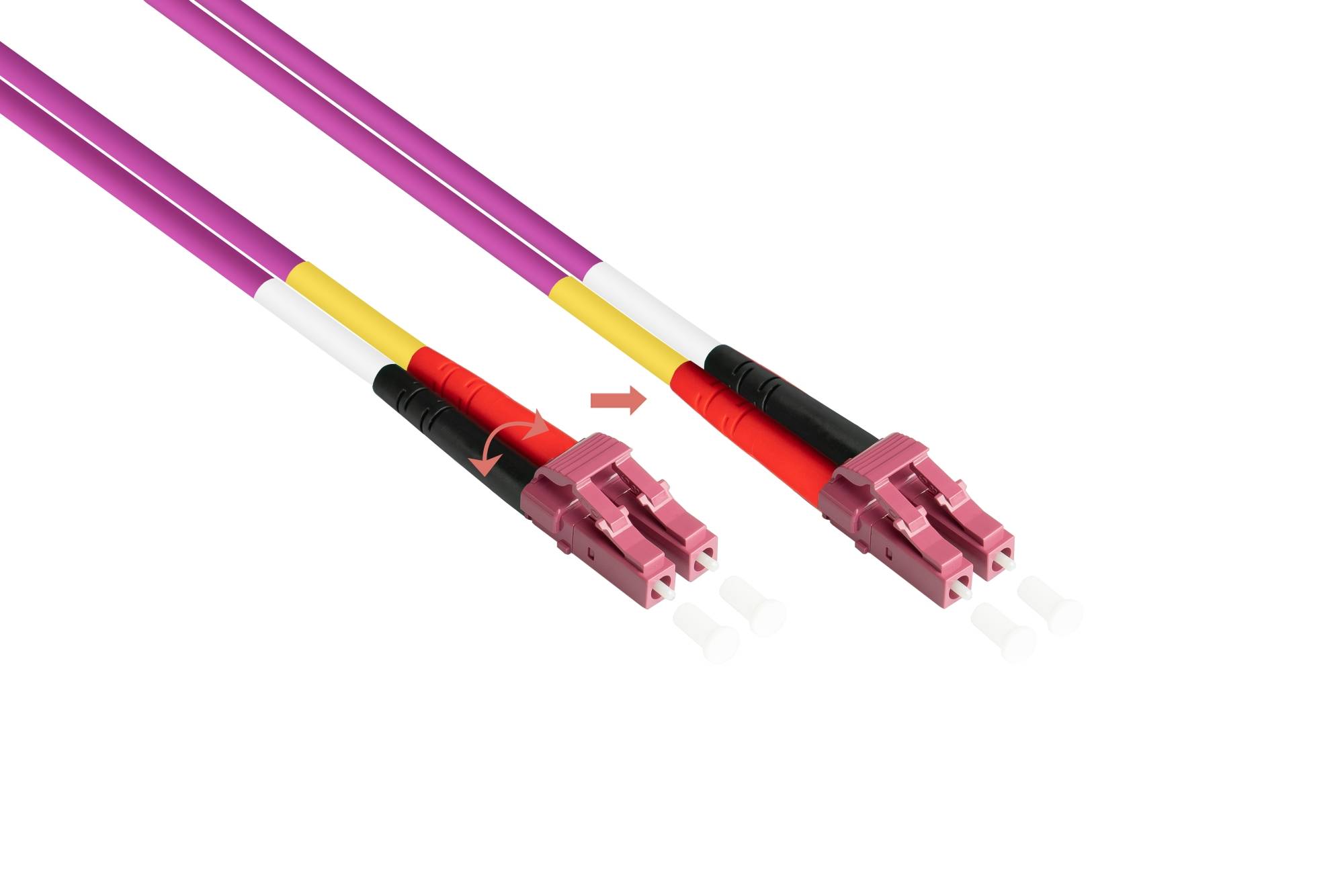 kabelmeister® Patchkabel LWL Duplex OM4 (Multimode, 50/125) LC/LC, LSZH, austauschbare Polarität, 0,5m
