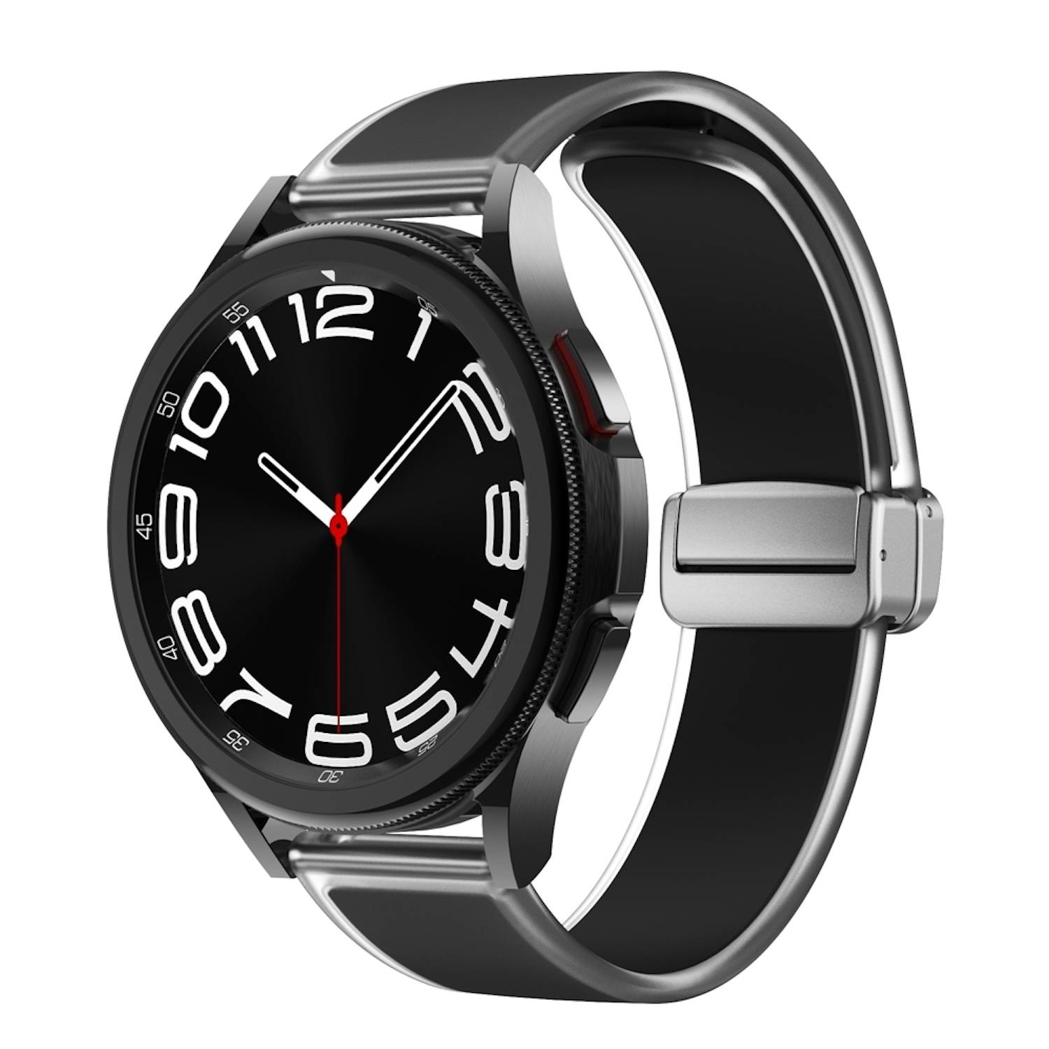 Für Samsung Galaxy Watch FE 6 5 4 Magnetisches Silikon Armband Schwarz