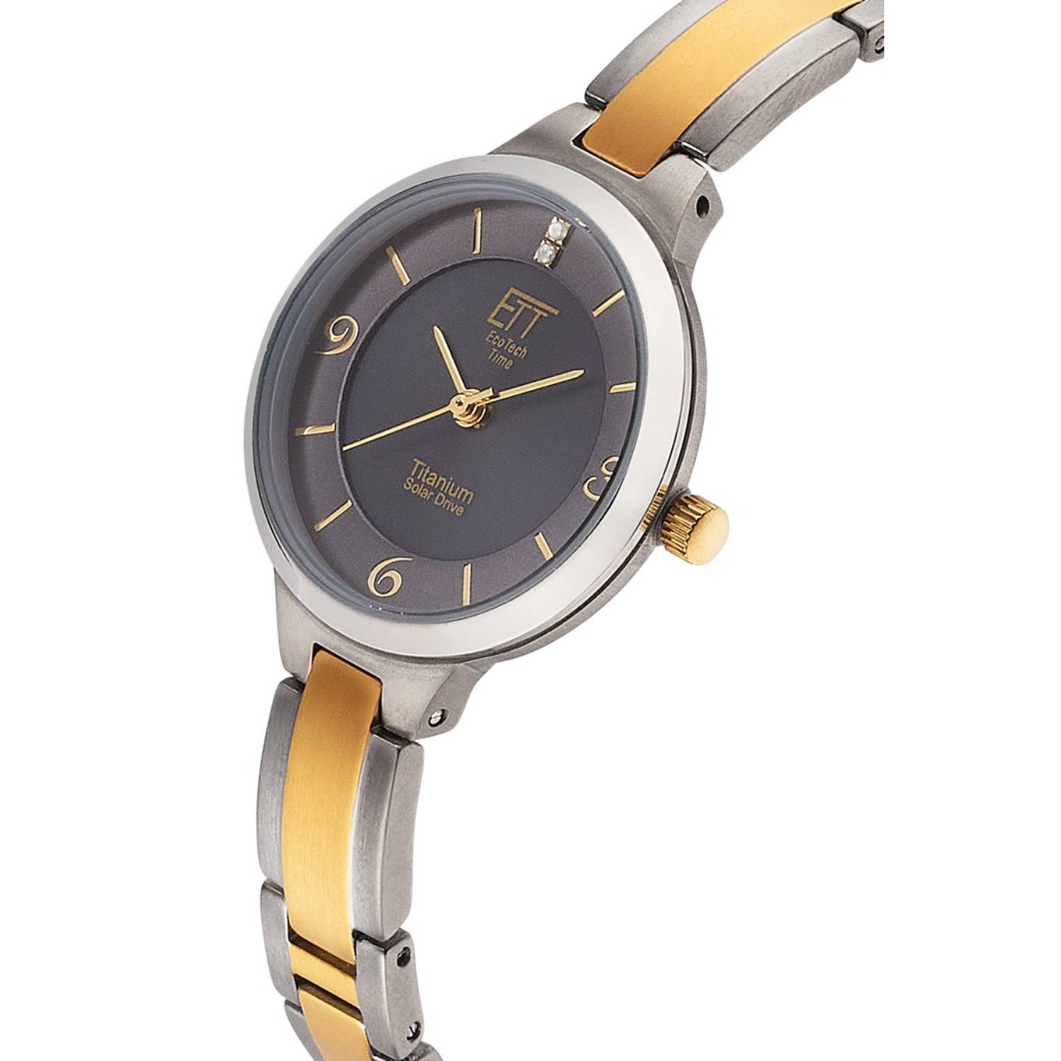 ETT Damenuhr Diamond Lady ELS-12146-52M, Funk-Solar, graues Zifferblatt, Bicolor