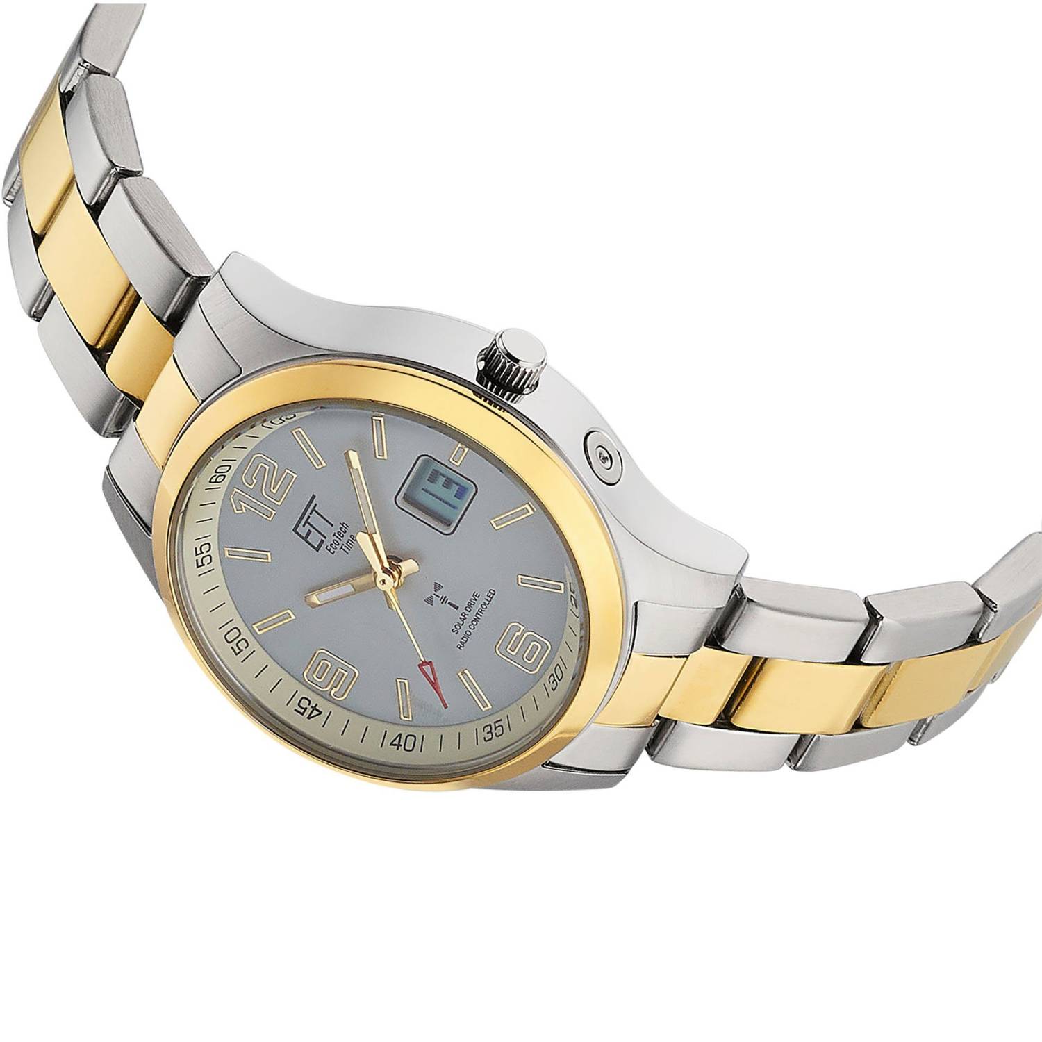 ETT Damenuhr ELS-11590-12M, Quarz, Funk-Solar, helles Zifferblatt, Edelstahl