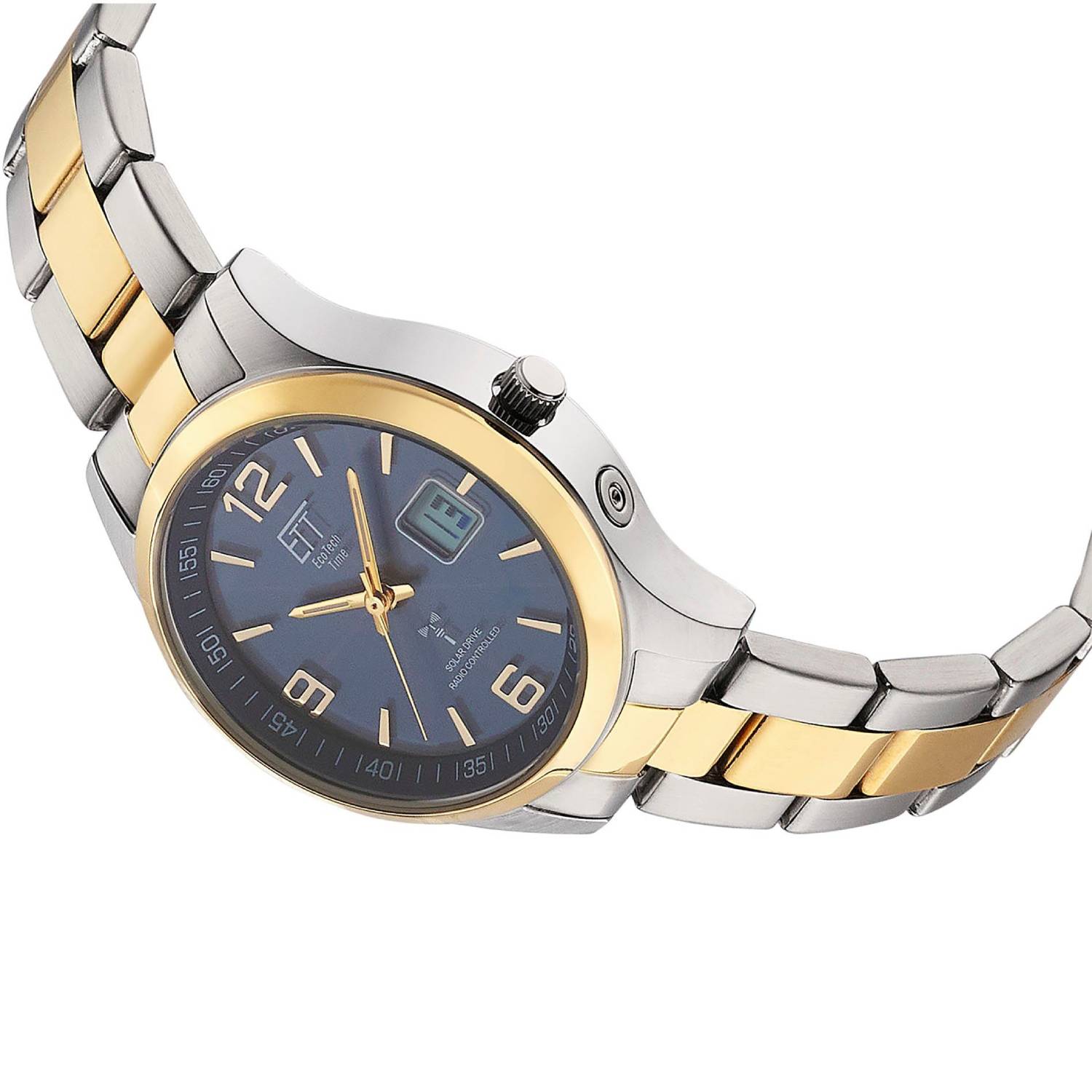 ETT Damenuhr ELS-11600-32M, Quarz, Funk-Solar, blaues Zifferblatt, Edelstahl