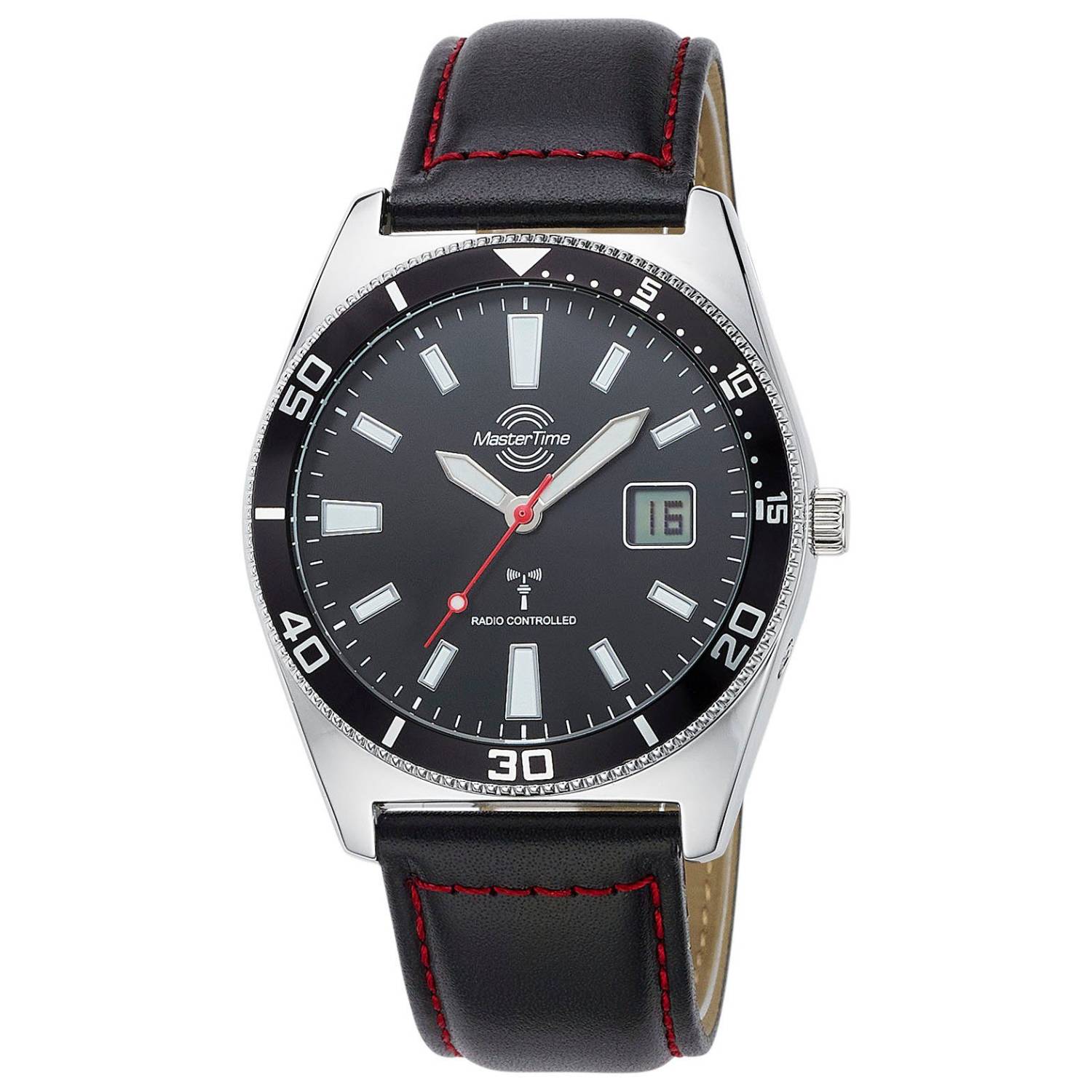 MasterTime Herrenuhr Super Power MTGA-10860-21L, Funk, Schwarz, Lederarmband