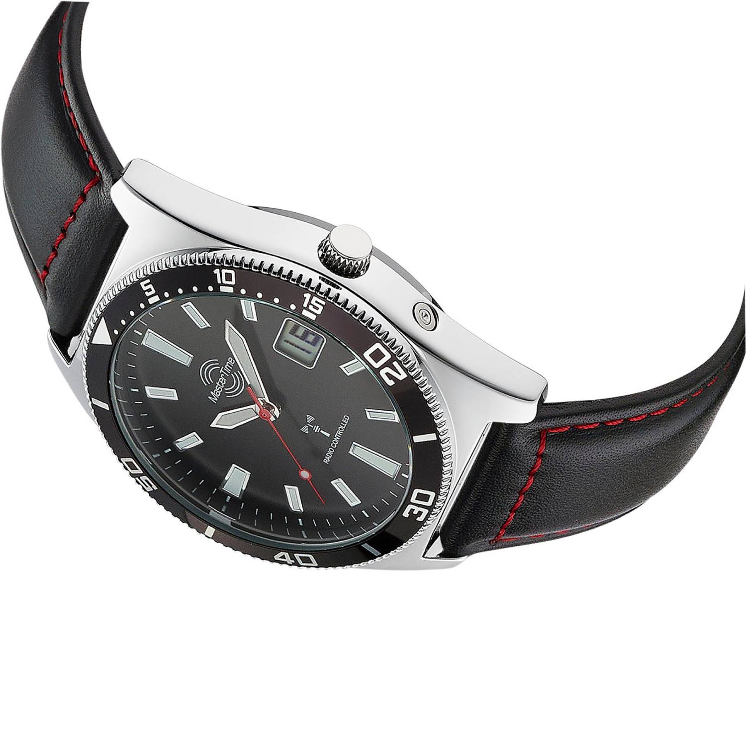 MasterTime Herrenuhr Super Power MTGA-10860-21L, Funk, Schwarz, Lederarmband