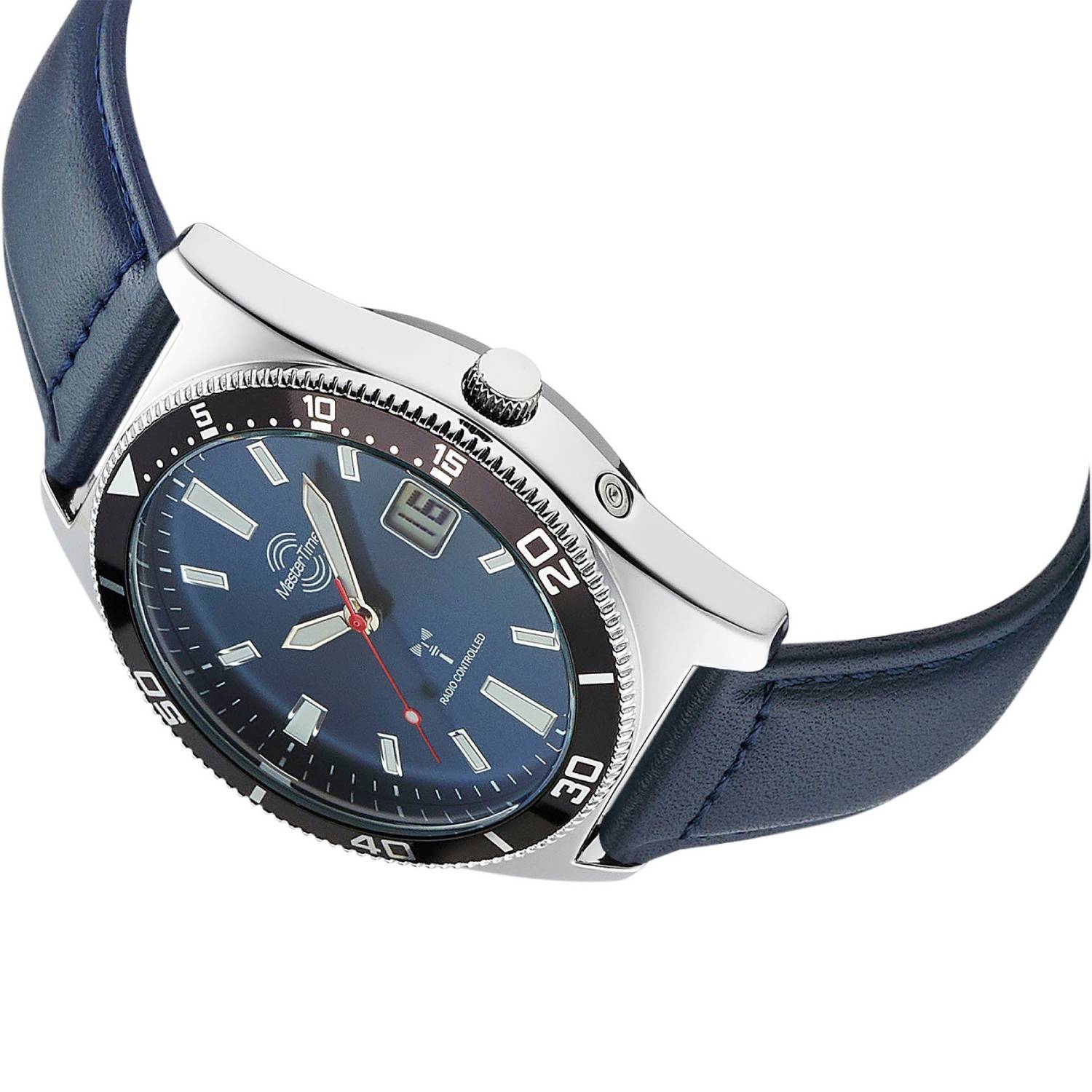 MasterTime Herrenuhr Super Power MTGA-10855-31L, Funk, Blau, Lederarmband