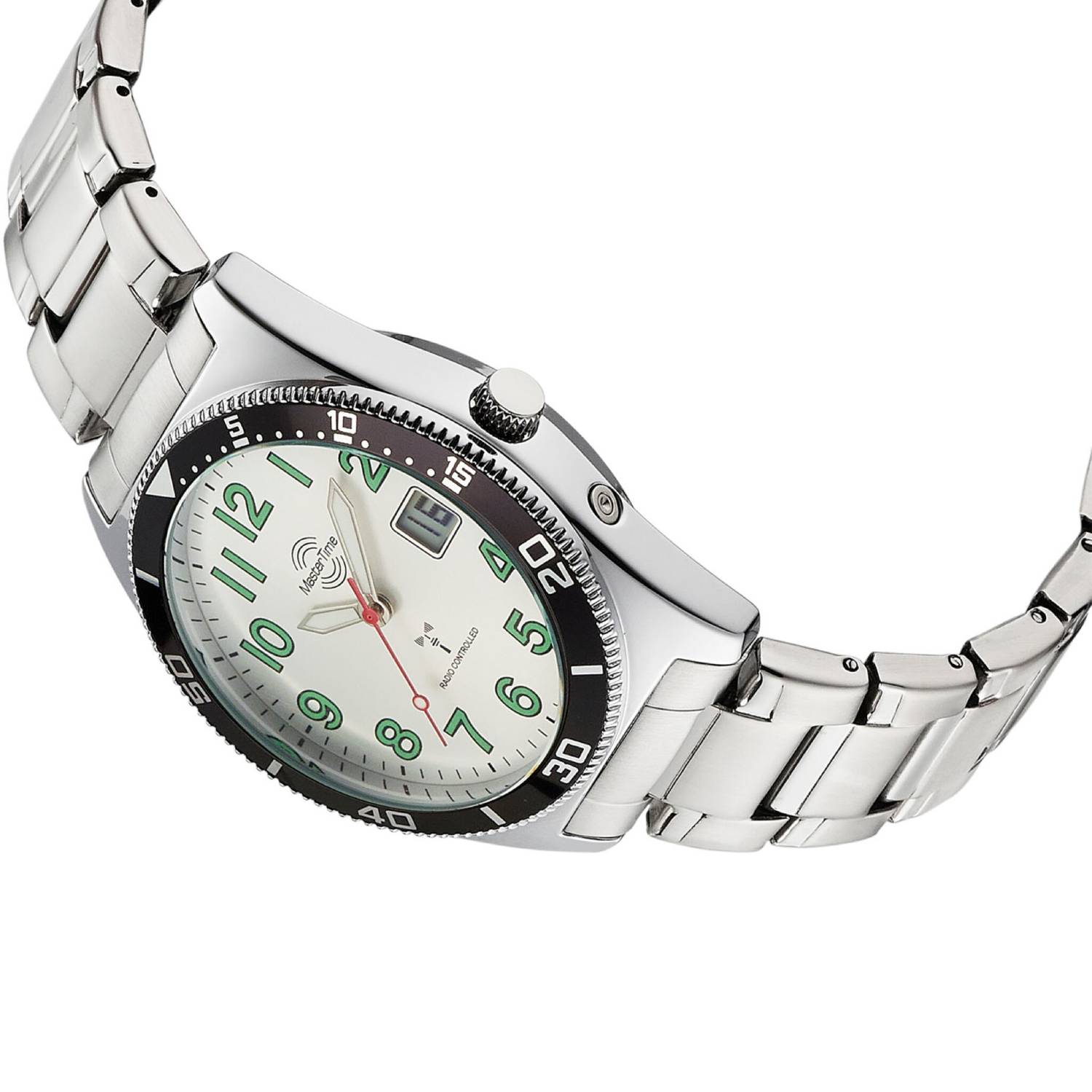 MasterTime Herrenuhr Super Power MTGA-10859-41M, Funk, grüne Ziffern, Edelstahl