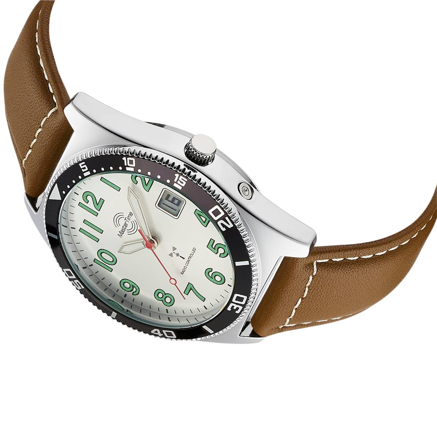 MasterTime Herrenuhr Super Power MTGA-10856-41L, analog, Funk, grüne Ziffern