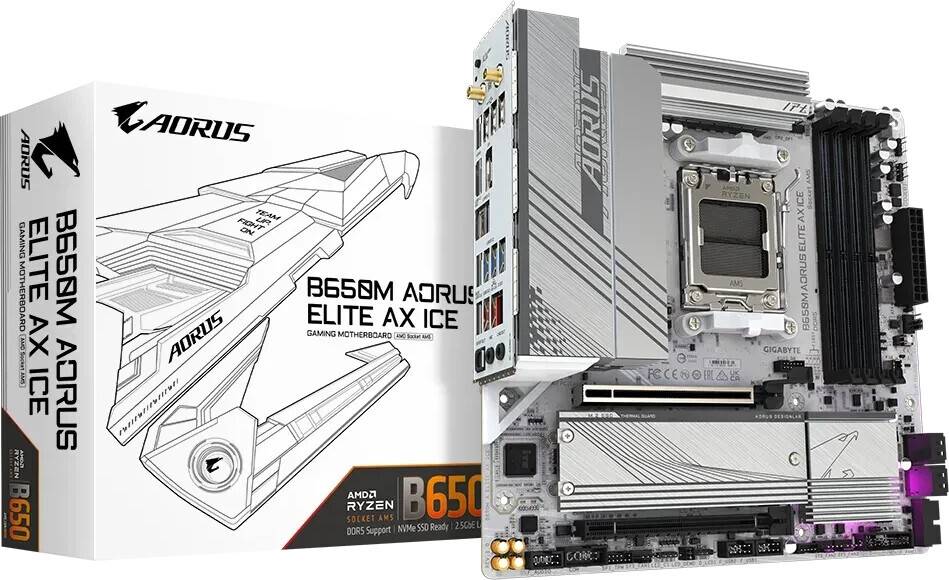 B650M AORUS ELITE AX ICE - Hauptplatine - micro ATX - Sockel AM5