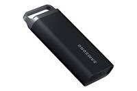 Schwarzes Samsung USB-Speicherlaufwerk mit silberner Kappe auf weißem Hintergrund.