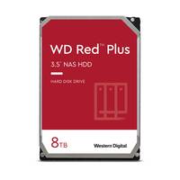 Western Digital WD Red Plus 8TB 3,5-Zoll-NAS-Festplatte in Vorderansicht, rotes Etikett mit Produktname und Speicherkapazität.