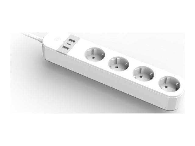 Gembird TSL-PS-S4U-01-W - Smart Power-Steckdosenleiste - Wechselstrom 230 V - 3680 Watt - Wi-Fi - Eingabe, Eingang Typ F