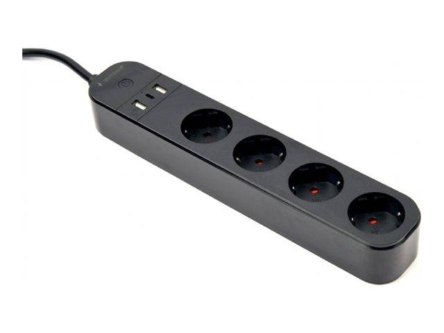 Gembird TSL-PS-S4U-01 - Smart Power-Steckdosenleiste - Wechselstrom 230 V - 3680 Watt - Wi-Fi - Eingabe, Eingang Typ F -