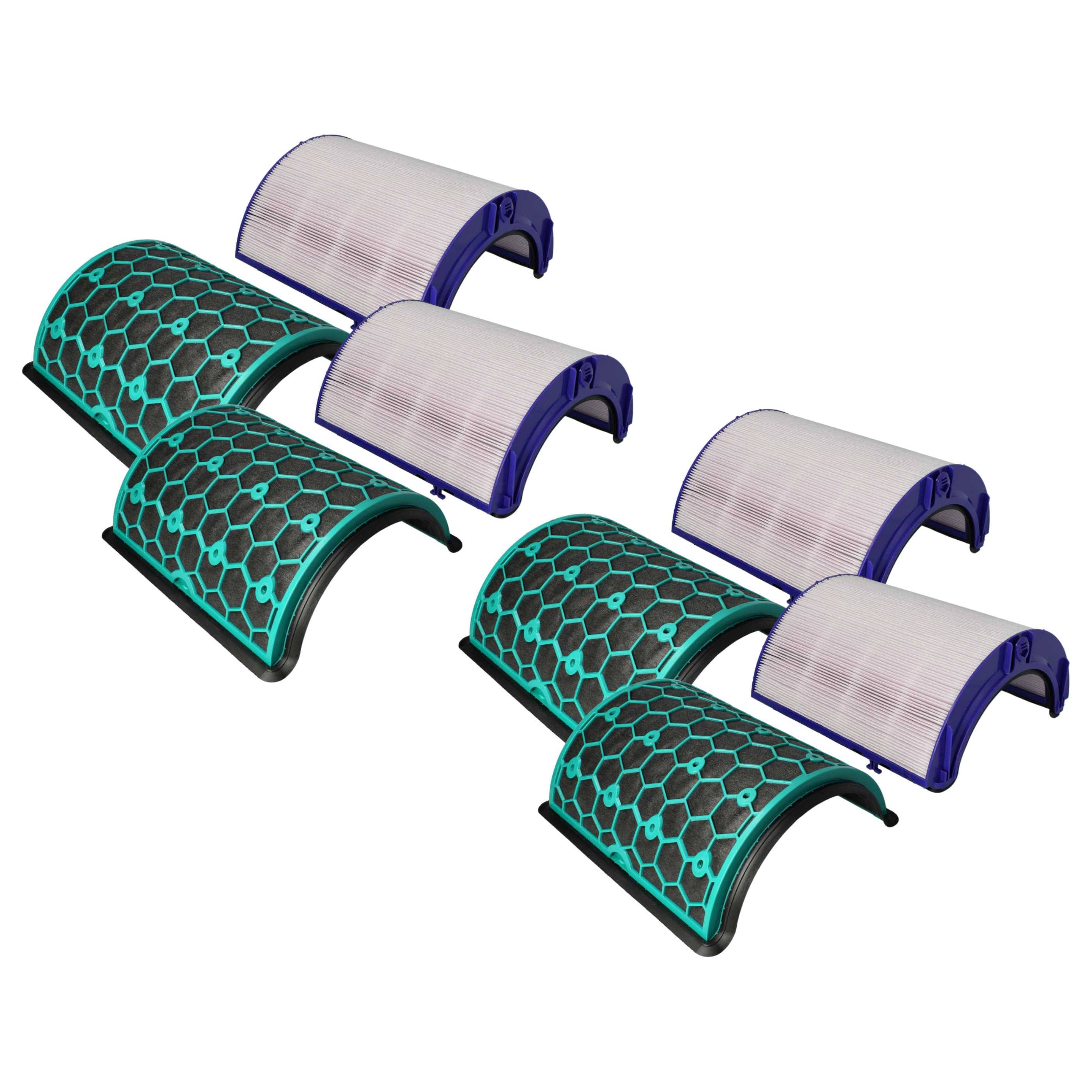 vhbw 4-teiliges Filter-Set kompatibel mit Dyson Pure Humidify + Cool Cryptomic PH04 Luftreiniger - HEPA-Filter, Aktivkohlefilter