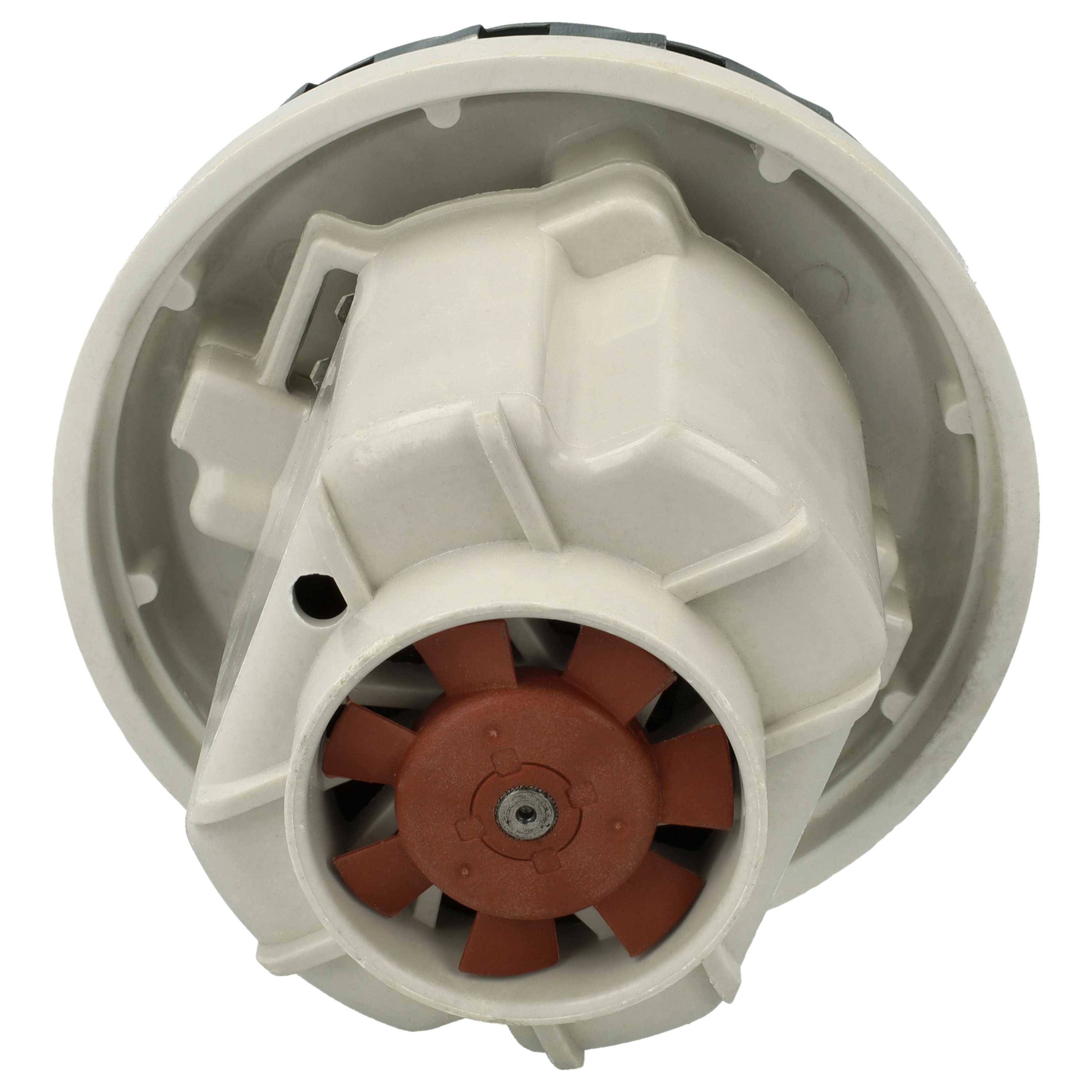 Ein rundes, beiges Plastikgerät mit einem braunen Ventilator im Inneren, möglicherweise ein elektromotorisches Gebläse oder ein Gebläseeinheit für Haushaltsgeräte.