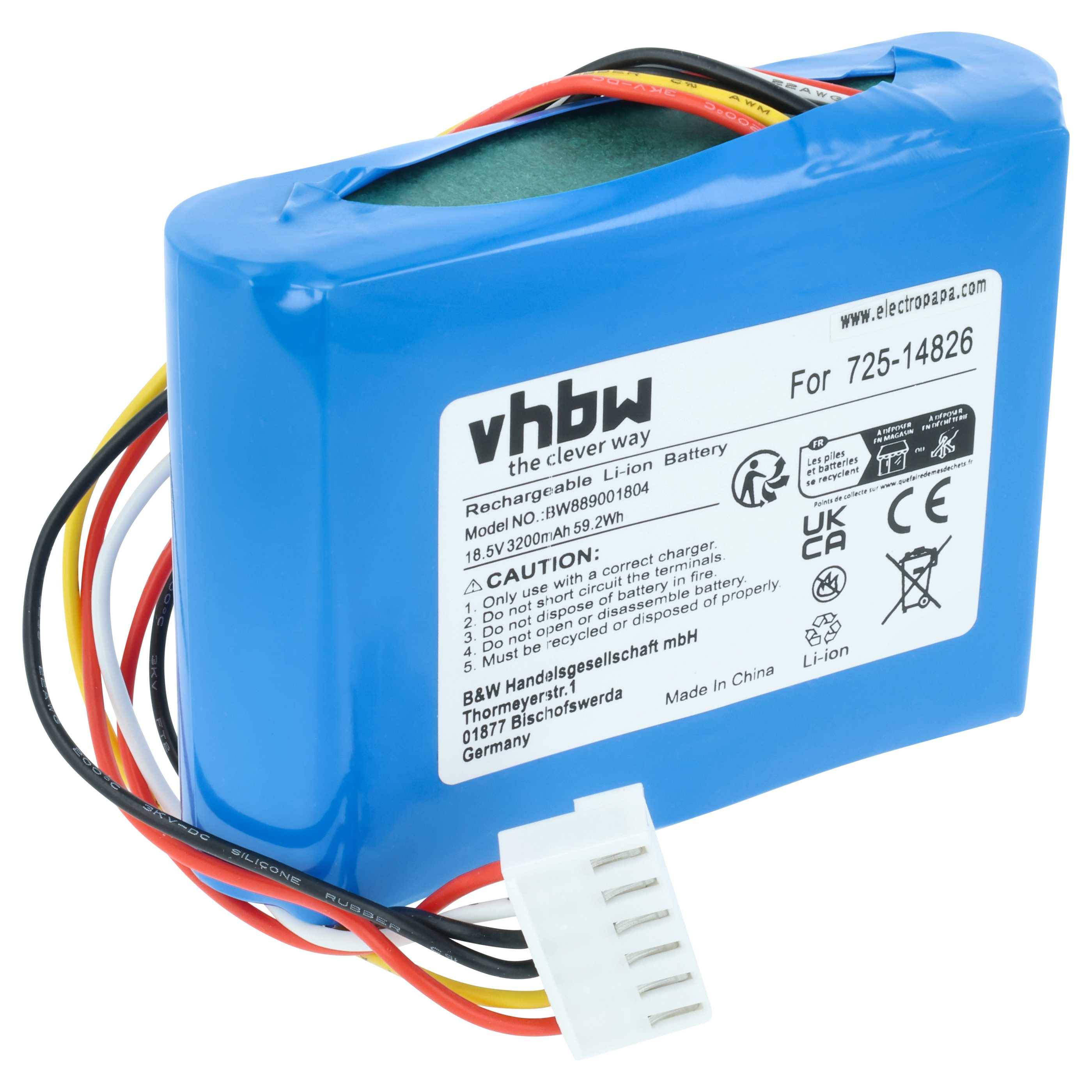 vhbw Akku kompatibel mit Robomow RK 1000 PRO, 2000 PRO, 1000, 2000 Rasenroboter (3200mAh 18,5V Li-Ion)