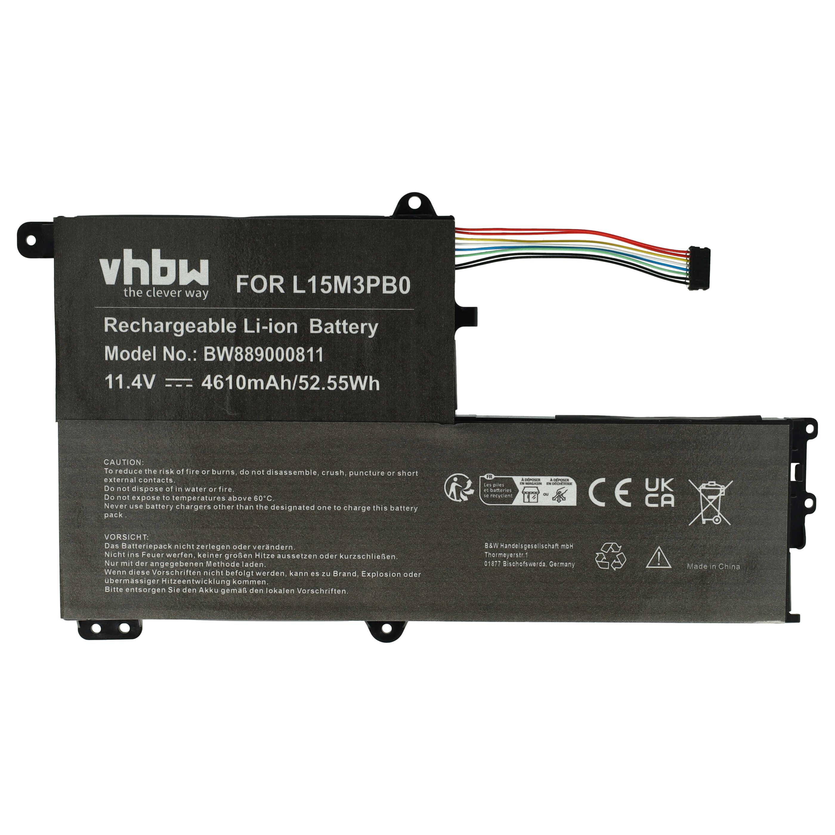 Ein rechteckiger Lithium-Ionen-Akku mit der Bezeichnung „vhbw