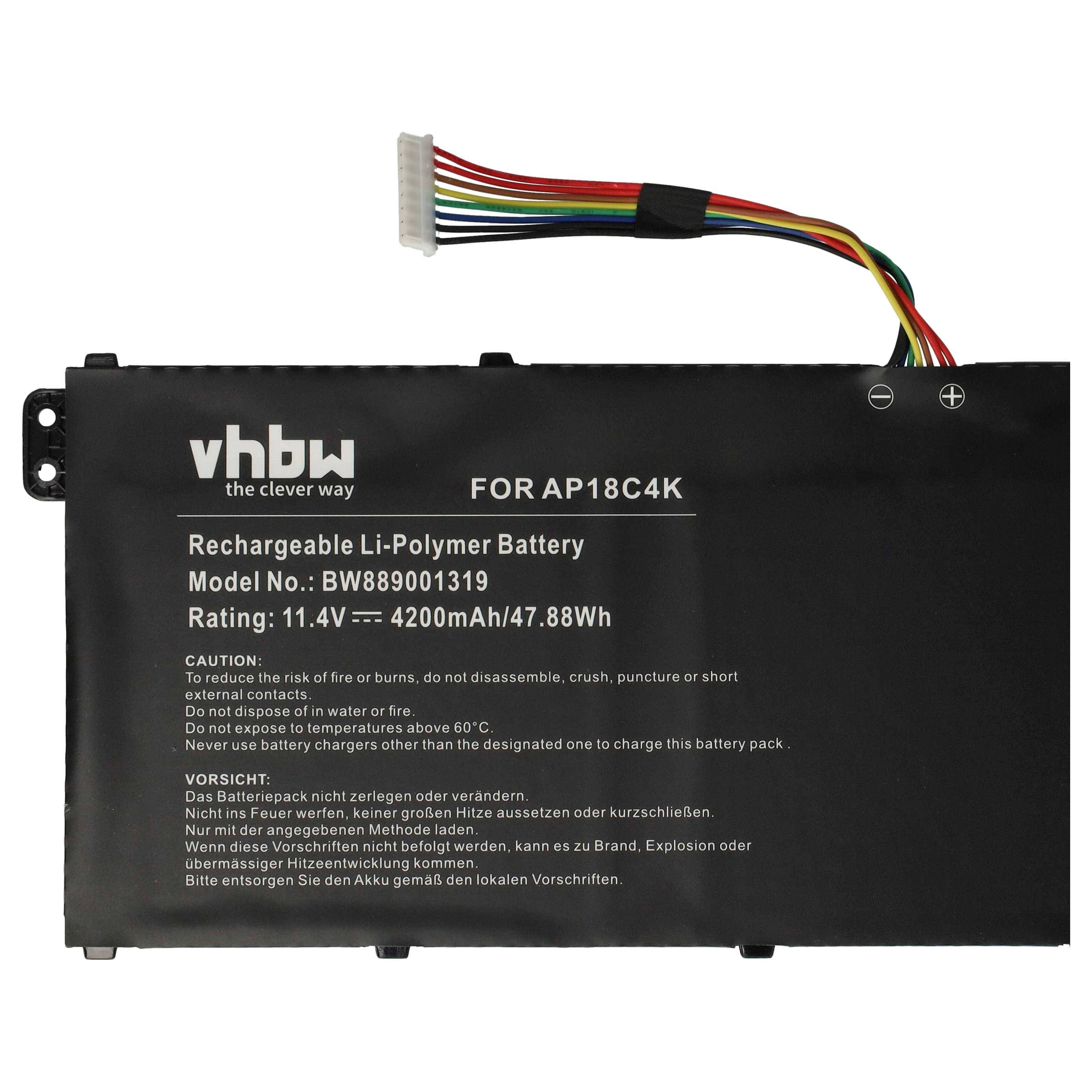 vhbw Akku kompatibel mit Acer Chromebook Spin, 314 C933, 314, 315 Notebook (4200 mAh, 11,4 V, Li-Polymer)