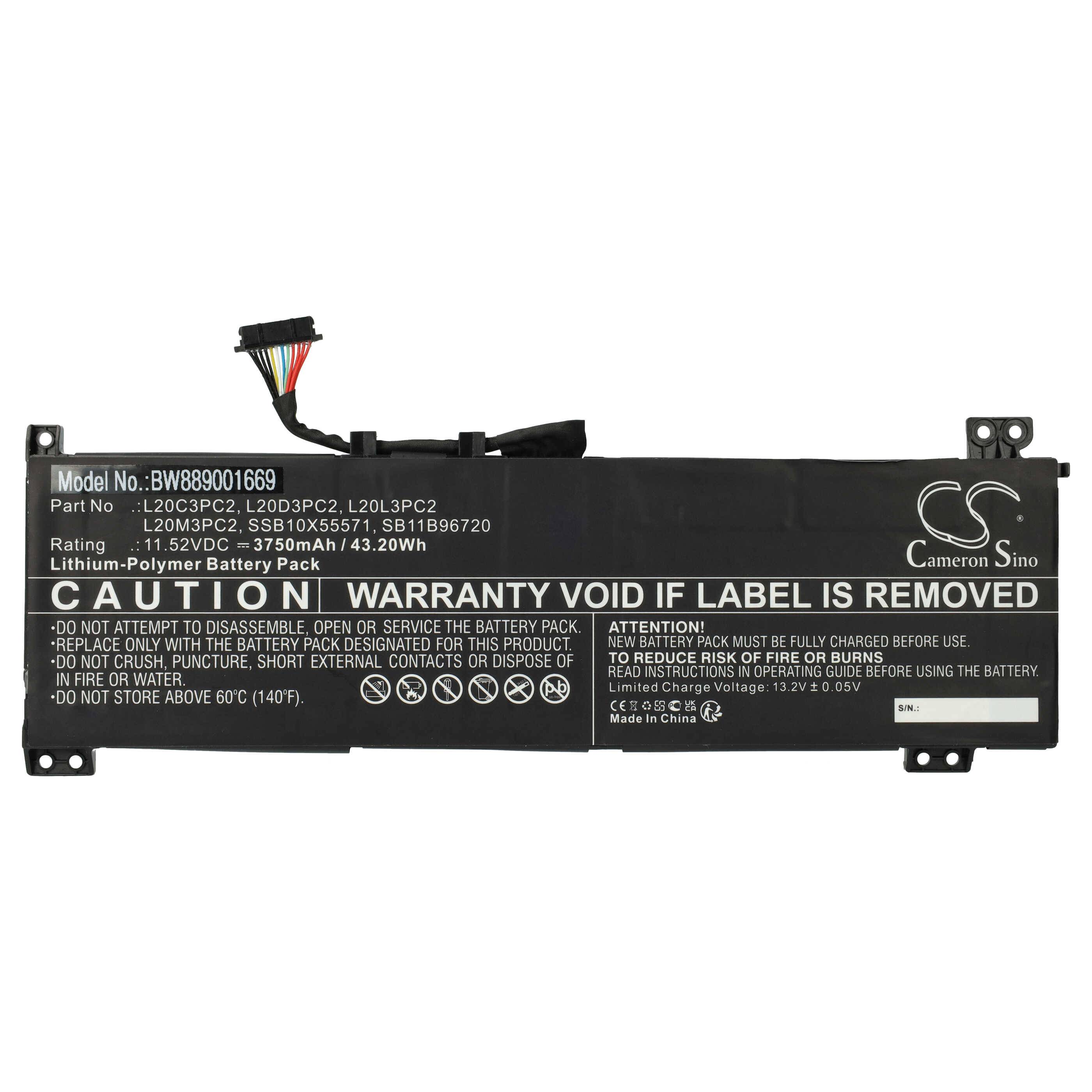 Ein Lithium-Polymer-Akkupack mit Modellnummer BW88901609, 11,52V, 3780mAh Kapazität, Warnhinweis und Herstellerangaben.