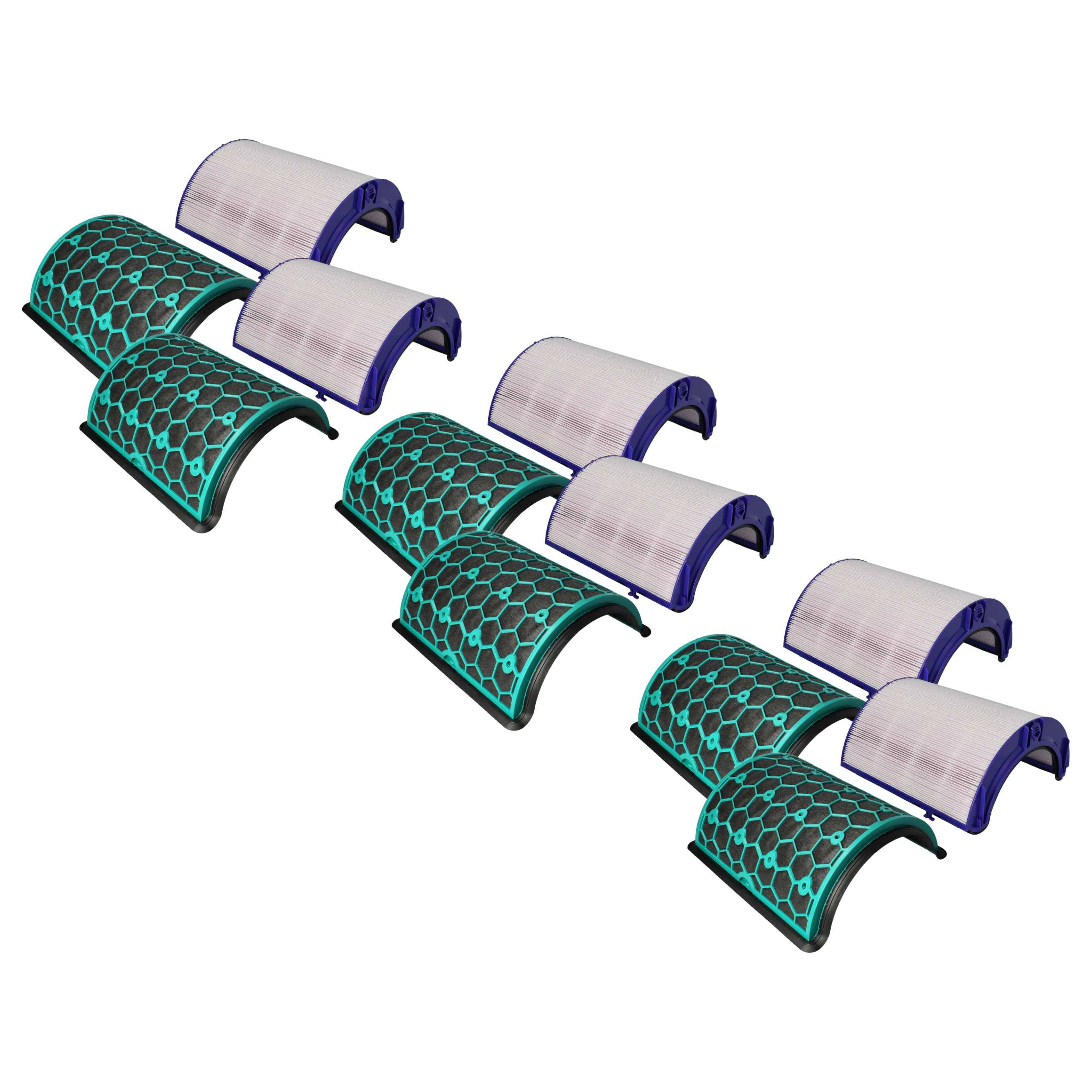 vhbw 6-teiliges Filter-Set Ersatz für Dyson 969048-01, 969048-02, 968708-05 für Luftreiniger - HEPA-Filter, Aktivkohlefilter