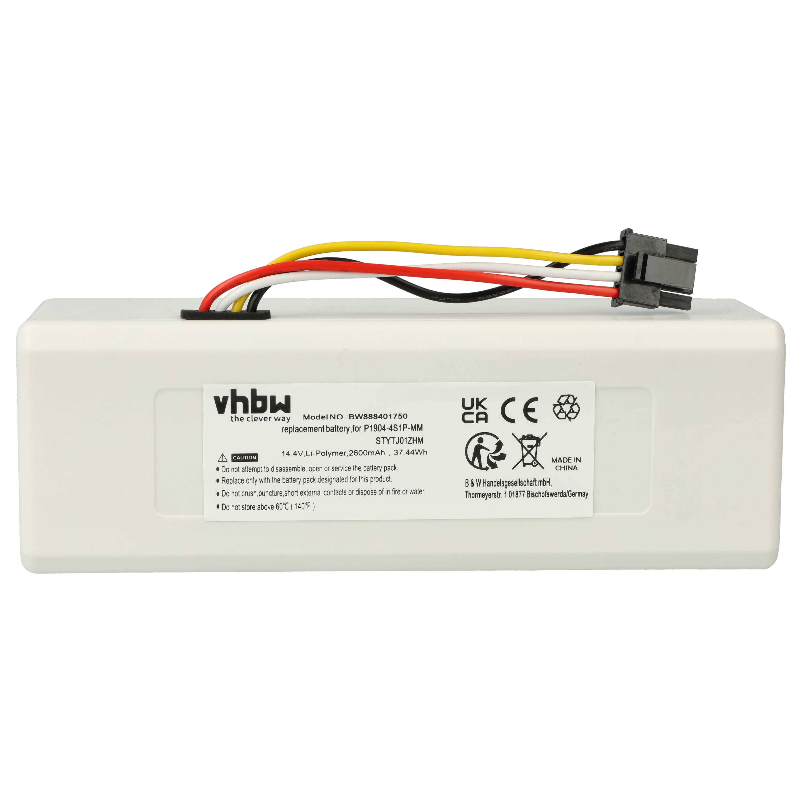 vhbw Akku kompatibel mit Xiaomi Roborock E4 E452-00, E5 E552-00, E5, E4 E402-00, Q5, E5 E502-00 Saugroboter (2600 mAh, 14,4 V, Li-Ion)
