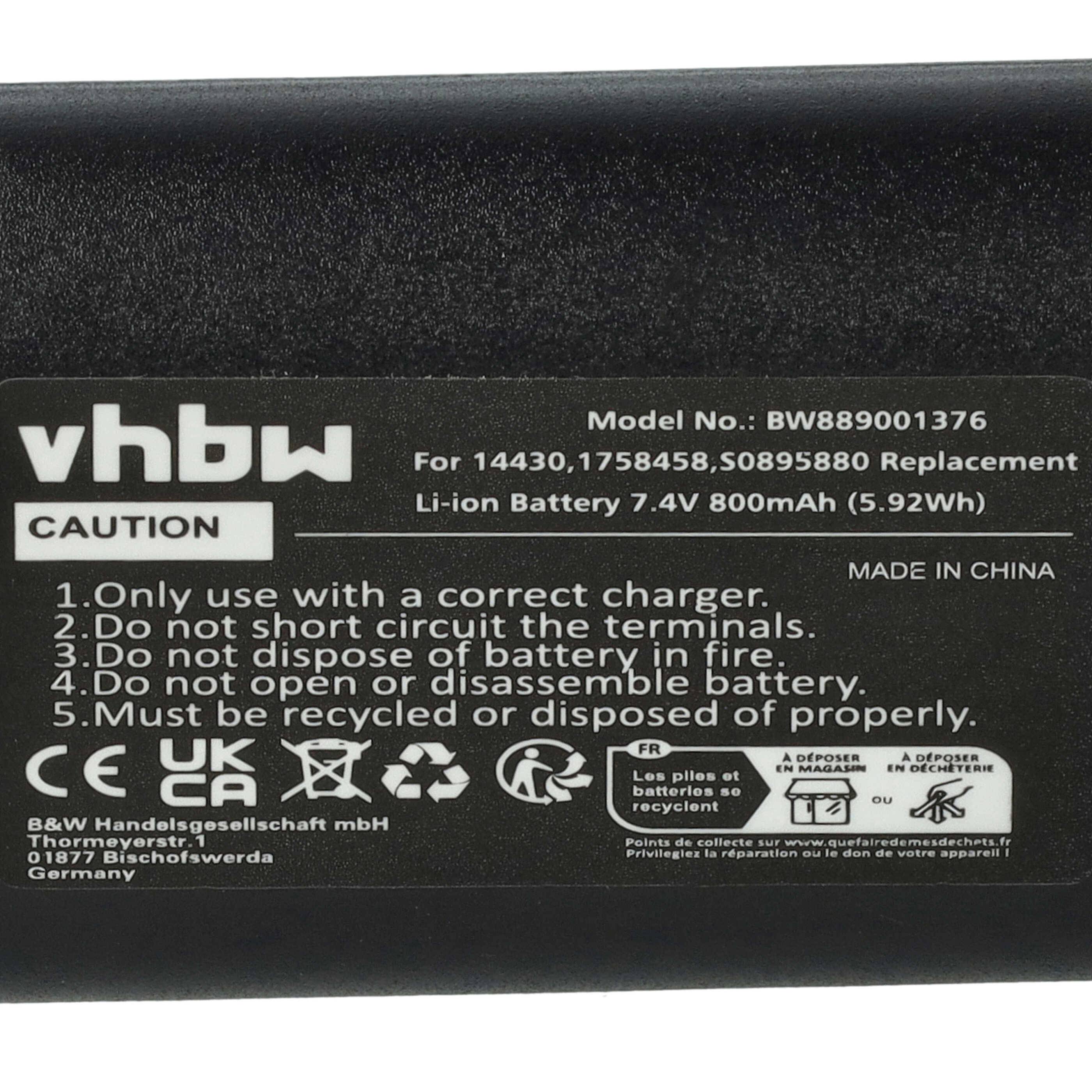 vhbw Akku Ersatz für Dymo S0915380, 14430, 1758458, S0895880 für Drucker Kopierer Scanner Etiketten-Drucker (800 mAh, 7,4 V, Li-Ion)