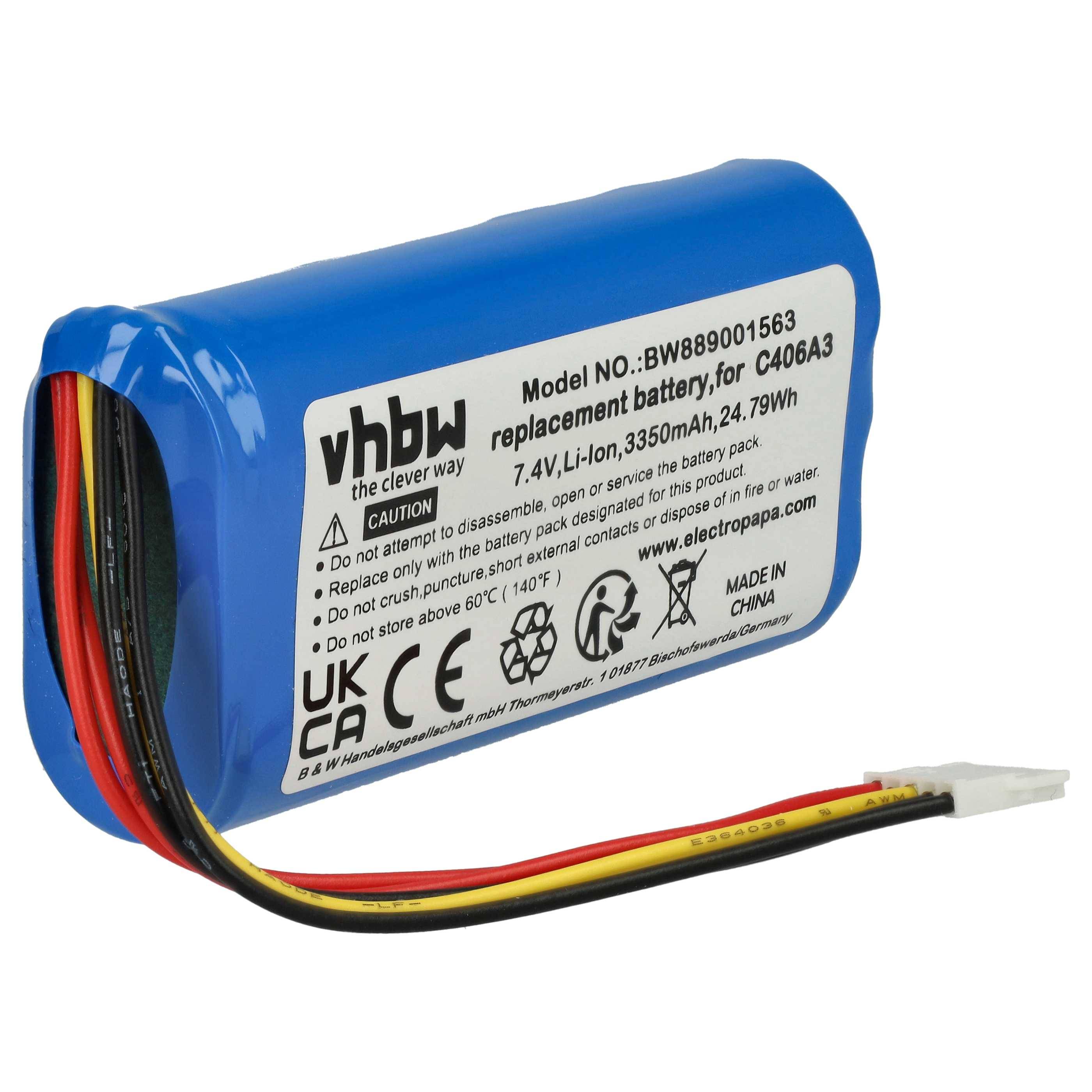 vhbw Akku Ersatz für Marshall C406A3 für Lautsprecher Boxen Speaker (3350 mAh, 7,4 V, Li-Ion)
