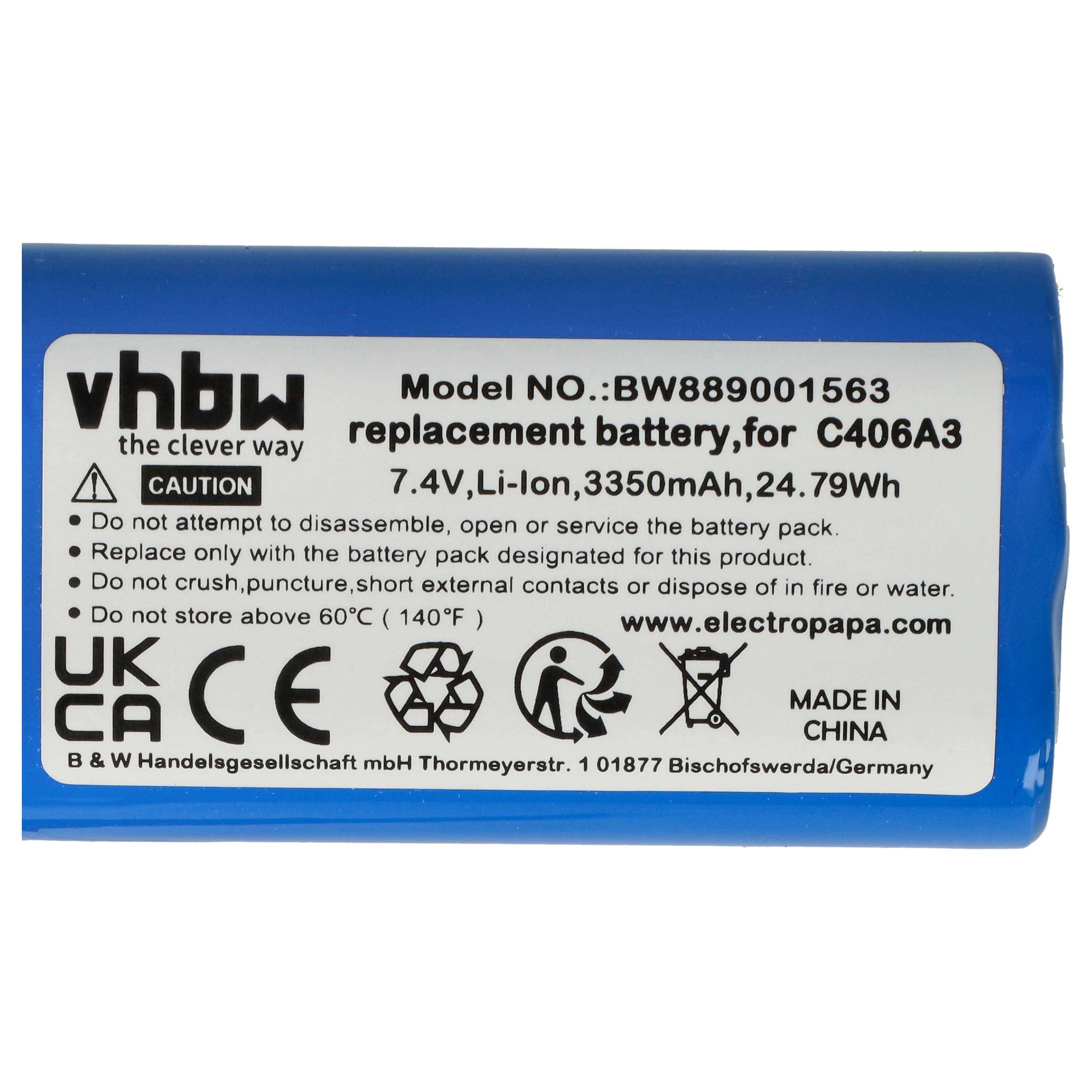 vhbw Akku Ersatz für Marshall C406A3 für Lautsprecher Boxen Speaker (3350 mAh, 7,4 V, Li-Ion)