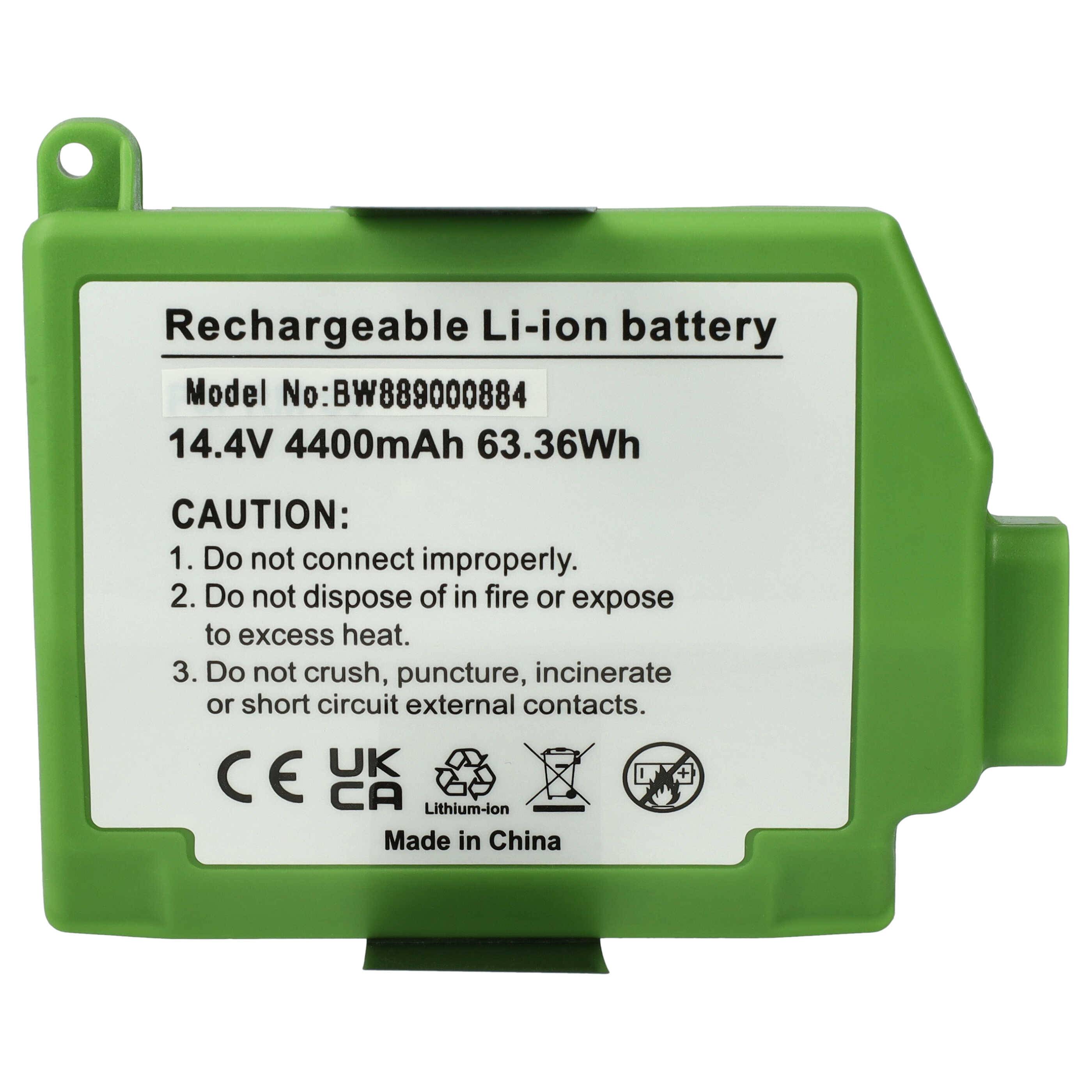 Ein blauer Lithium-Ionen-Akku mit der Bezeichnung „vhbw High Capacity Battery