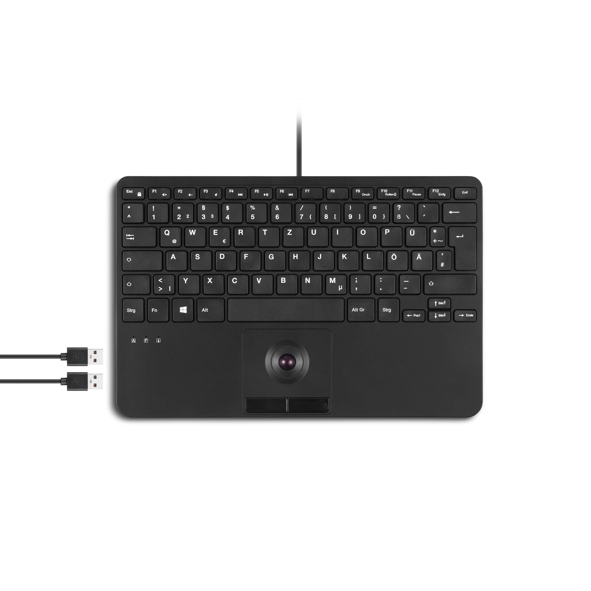 PERIXX - PERIBOARD-526 H DE Kabelgebundene Mini-USB-Tastatur Trackball USB - Touchpen - Optisch