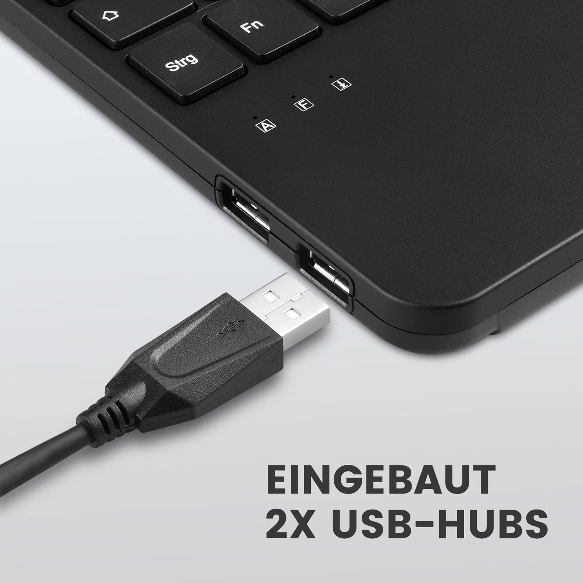 PERIXX - PERIBOARD-526 H DE Kabelgebundene Mini-USB-Tastatur Trackball USB - Touchpen - Optisch