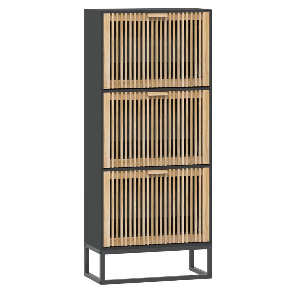 vidaXL Schuhschrank Schwarz 52x25x120 cm Holzwerkstoff