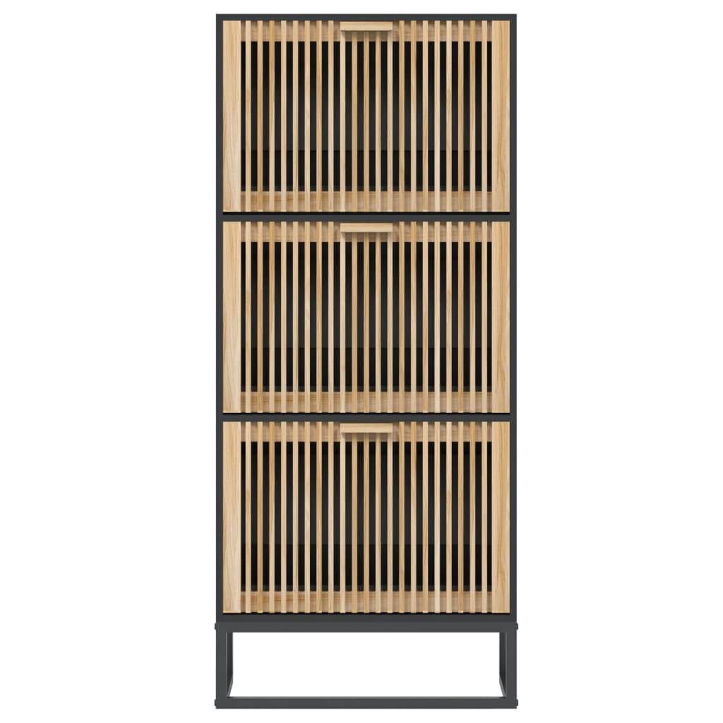 vidaXL Schuhschrank Schwarz 52x25x120 cm Holzwerkstoff