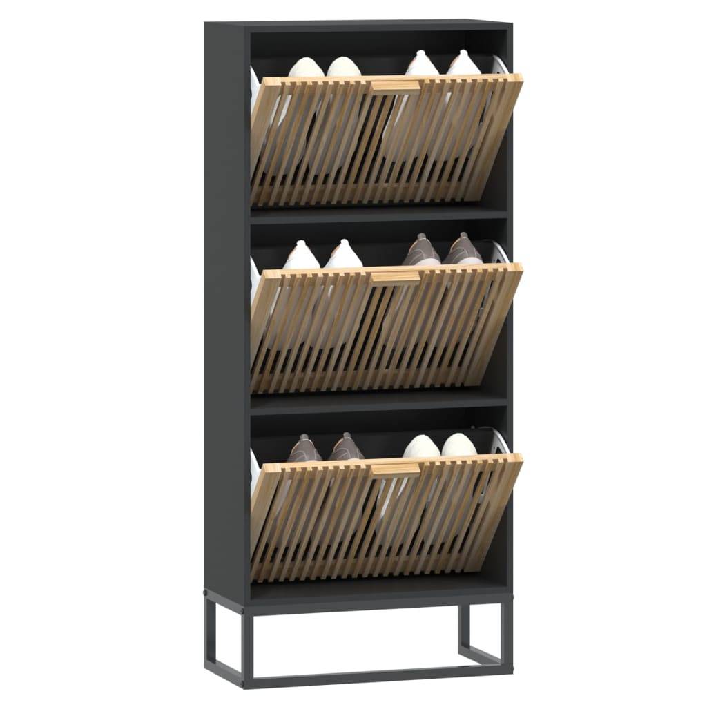 vidaXL Schuhschrank Schwarz 52x25x120 cm Holzwerkstoff
