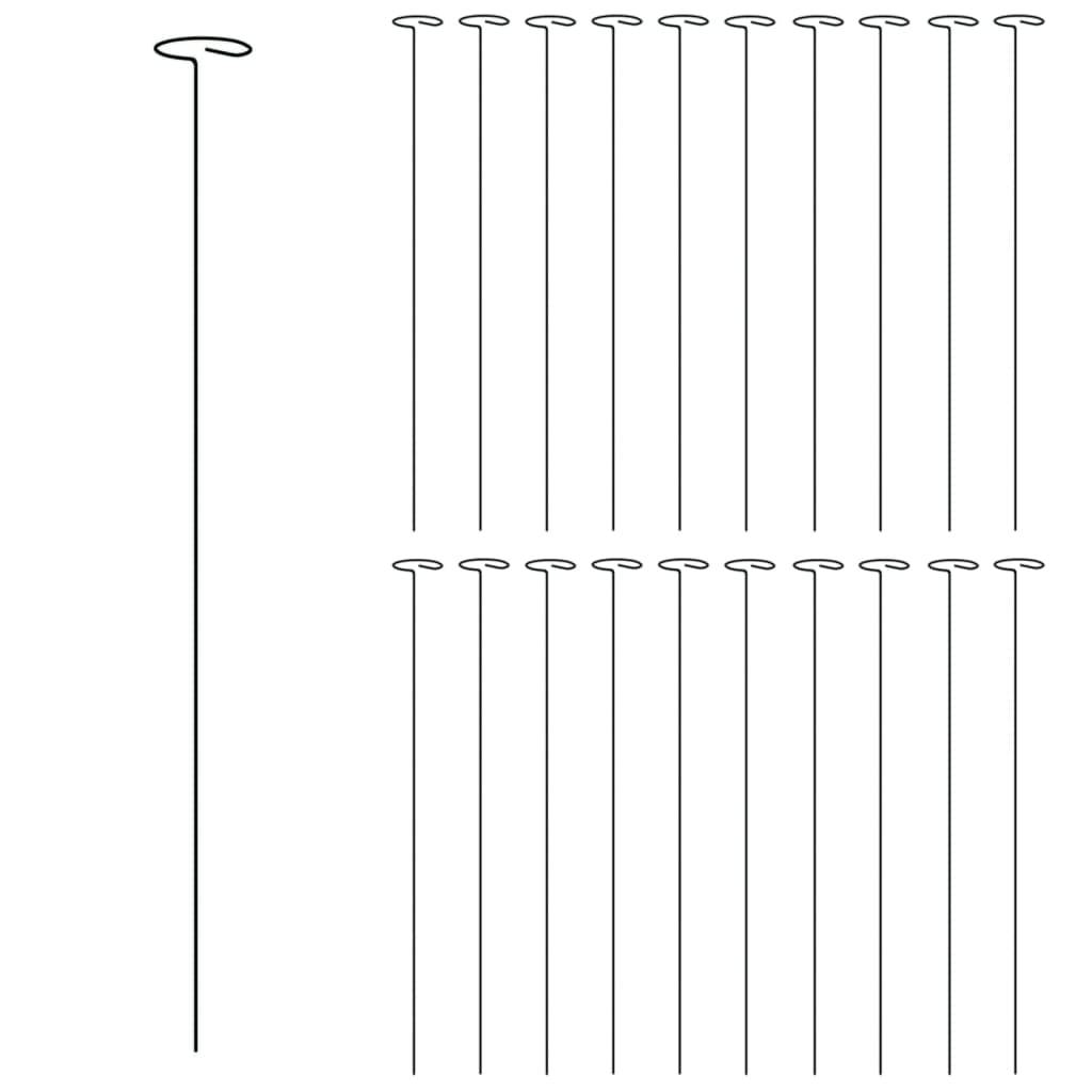 vidaXL Pflanzenstützen 20 Stk. Dunkelgrün 61 cm Stahl