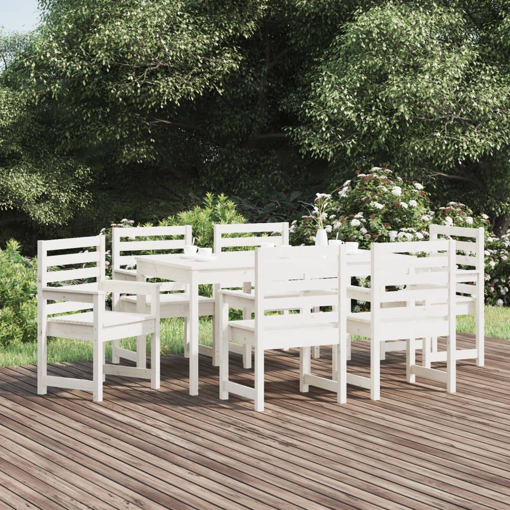 vidaXL 7-tlg. Garten-Essgruppe Weiß Massivholz Kiefer