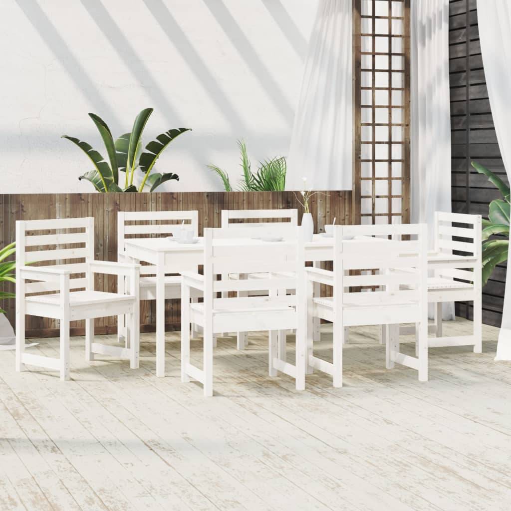 vidaXL 7-tlg. Garten-Essgruppe Weiß Massivholz Kiefer