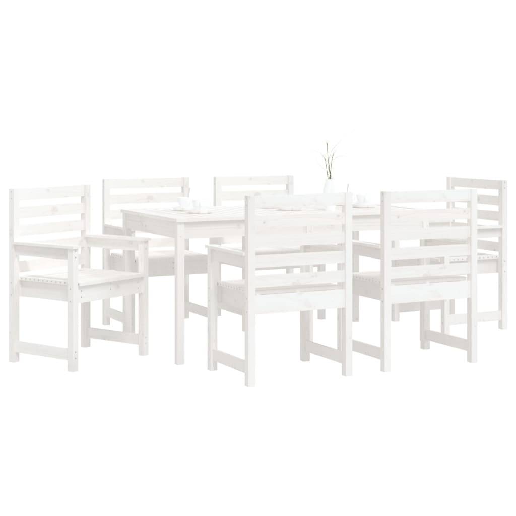 vidaXL 7-tlg. Garten-Essgruppe Weiß Massivholz Kiefer