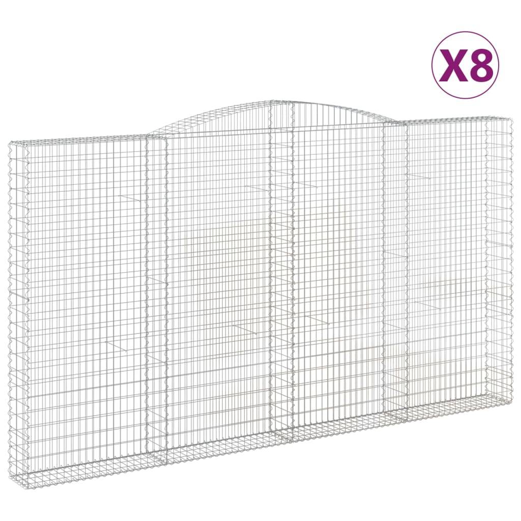vidaXL Gabionen mit Hochbogen 8 Stk. 400x30x220/240cm Verzinktes Eisen