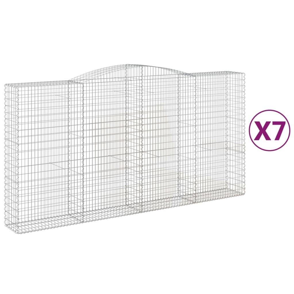 vidaXL Gabionen mit Hochbogen 7 Stk. 400x50x200/220cm Verzinktes Eisen