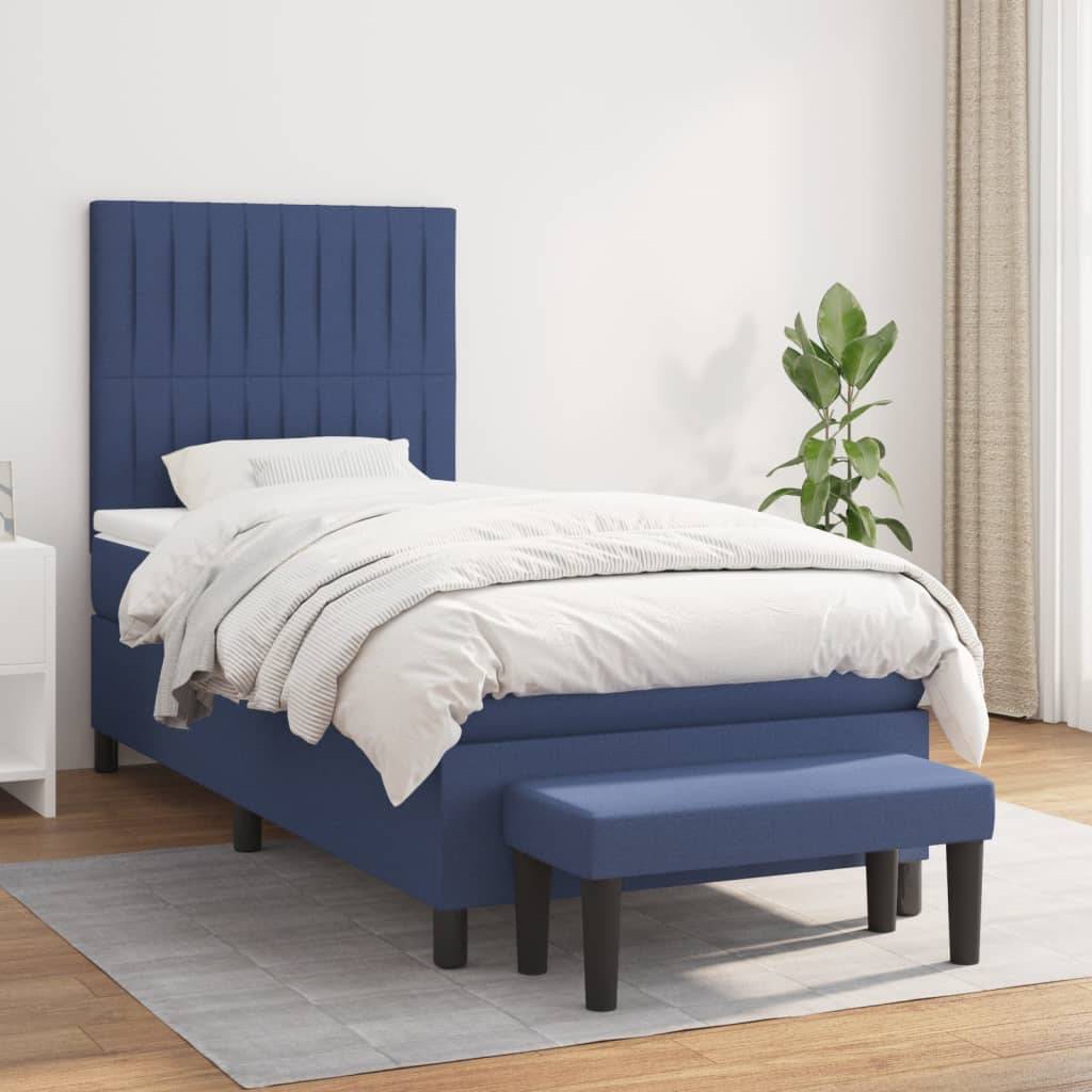 vidaXL Boxspringbett mit Matratze Blau 80x200 cm Stoff