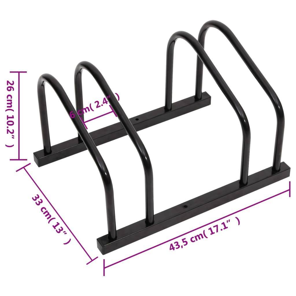 vidaXL Fahrradständer für 2 Fahrräder Schwarz Stahl